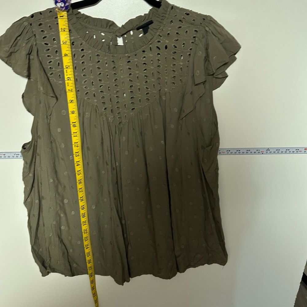 Torrid Green Embellished Ruffled Blouse